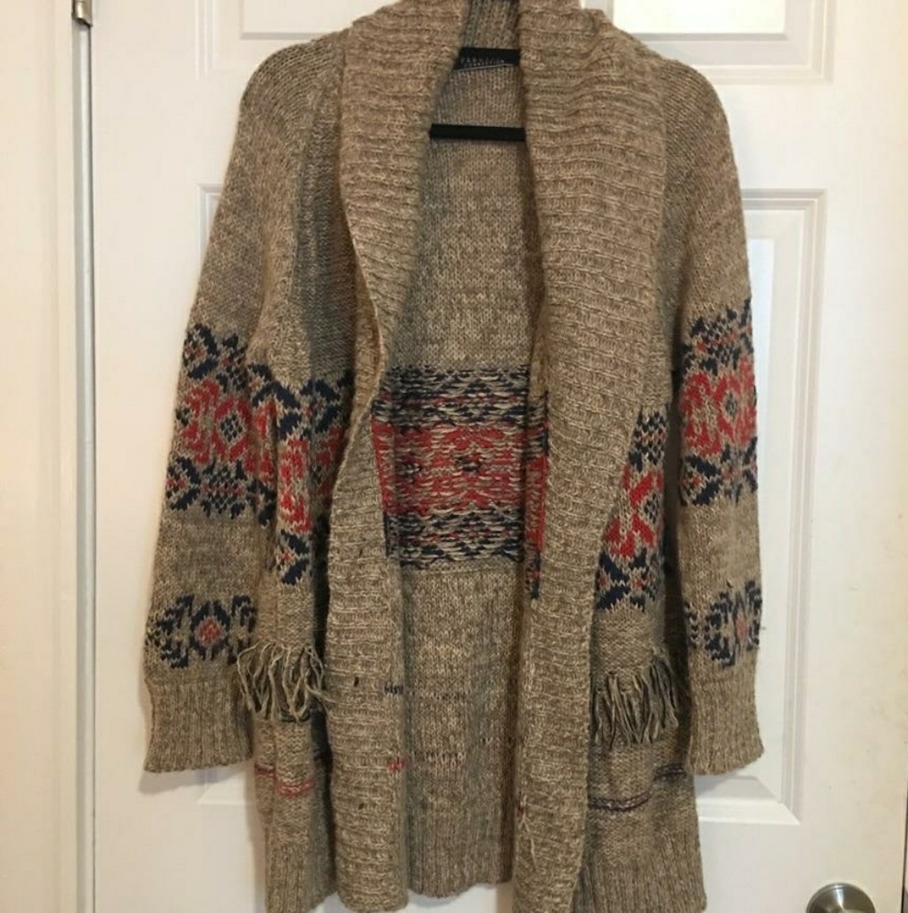 Peruvian Connection Alpaca Printed Cardigan